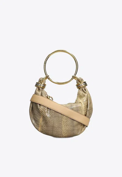 Chloé Mini Bracelet Snake-print Leather Hobo Bag
