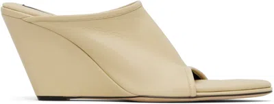 Christen Strap Stretch 75 Leather Wedge Mules In Neutral
