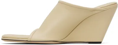 Christen Strap Stretch 75 Leather Wedge Mules In Neutral