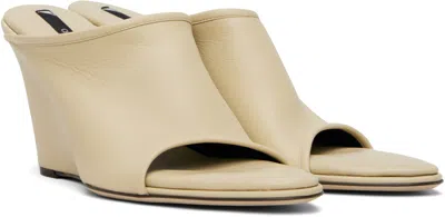 Christen Strap Stretch 75 Leather Wedge Mules In Neutral