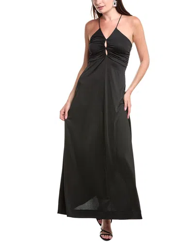 Ganni Crepe Jersey Maxi Dress In Black