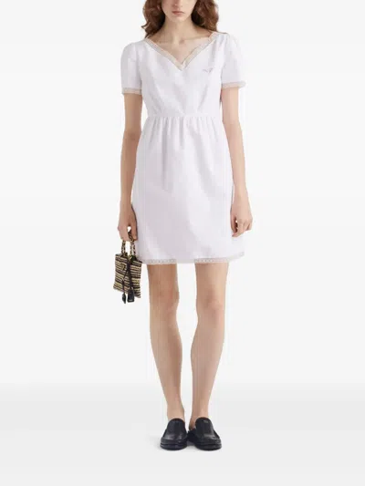 Prada Embroidered Vintage-look Fabric Mini-dress