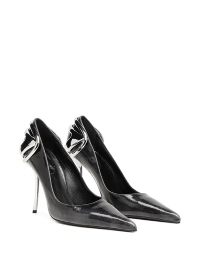 Diesel D-ten & Half-pumps In Patent Pull-up Leather In Black