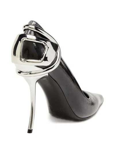 Diesel D-ten & Half-pumps In Patent Pull-up Leather In Black