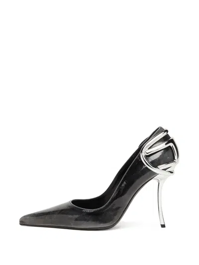 Diesel D-ten & Half-pumps In Patent Pull-up Leather In Black