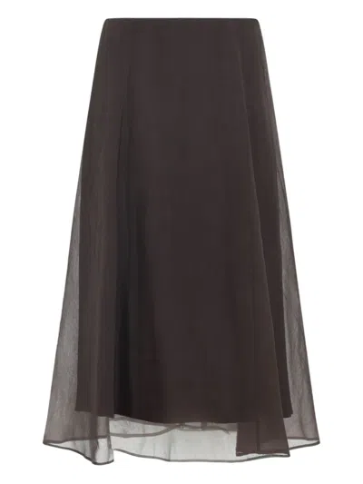 Brunello Cucinelli Pleated Skirt In Brown