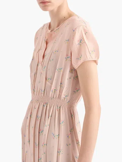 Prada Floral Midi Dress In Nude