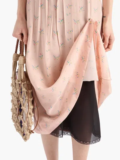 Prada Floral Midi Dress In Nude