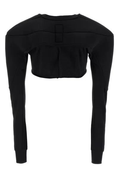 Rick Owens Black Champion Edition Girdered Cropped Harness T-shirt In Black