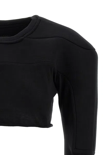 Rick Owens Black Champion Edition Girdered Cropped Harness T-shirt In Black