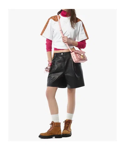 Mcm Shoulder Bags With Adjustable Strap And Gold-tone Hardware In Pink