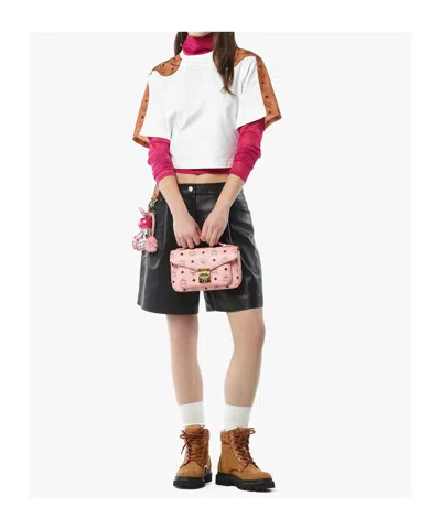 Mcm Shoulder Bags With Adjustable Strap And Gold-tone Hardware In Pink
