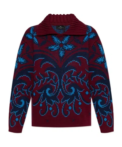 Etro Patterned Wool Sweater In Red