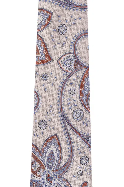 Etro Paisley Print Tie In Neutral