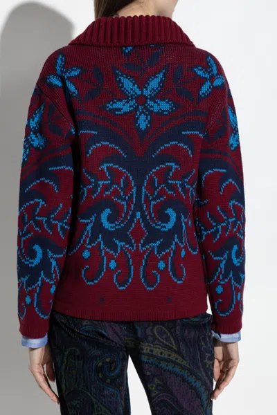 Etro Patterned Wool Sweater In Red