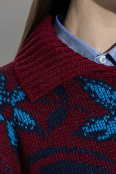Etro Patterned Wool Sweater In Red