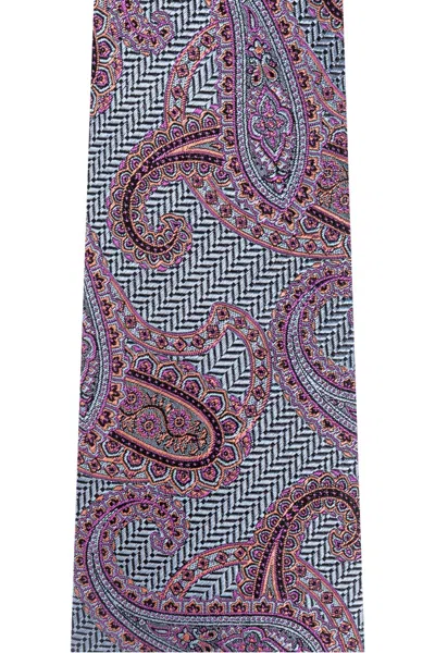 Etro Paisley-pattern Silk Tie In Purple