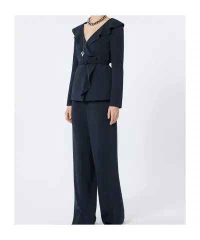 Max Mara Studio Mini Ruffled Cady Jacket With Coordinated Belt