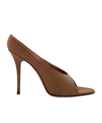 Amina Muaddi Brown Calf Leather Bos Taurus High Heel Pumps In Multi