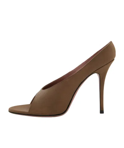 Amina Muaddi Brown Calf Leather Bos Taurus High Heel Pumps In Multi