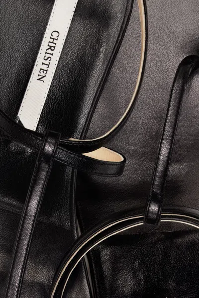 Christen Ssense Exclusive Black Mono Strap Flat Sandals