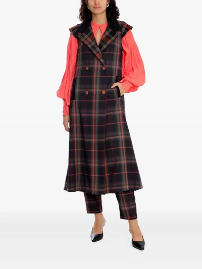 Olympiah Plaid Double-breasted Coat