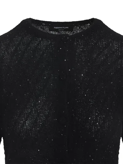 Fabiana Filippi Button-down Black Knit Sweater With Luxurious Blend