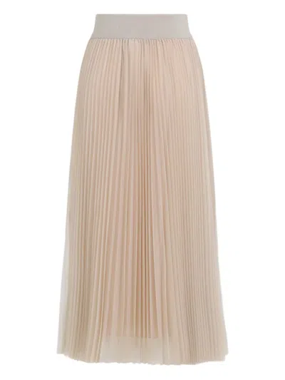 Fabiana Filippi Mesh Pleated Midi Skirt In Neutral