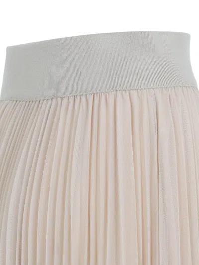 Fabiana Filippi Mesh Pleated Midi Skirt In Neutral
