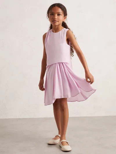 Reiss Pink 9-13 Yrs Draped Tuck Sleeveless Dress