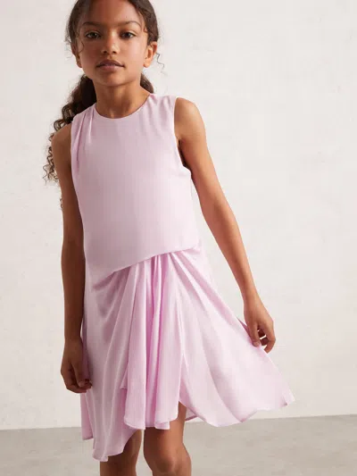Reiss Pink 9-13 Yrs Draped Tuck Sleeveless Dress