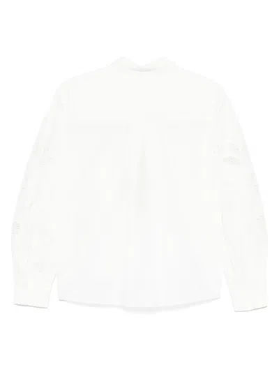 Luisa Cerano Vor Langarm-bluse Mit Stickerei In Offwhite