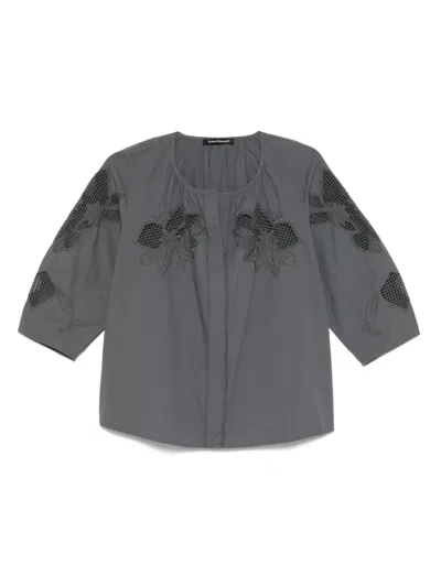 Luisa Cerano Tunic Blouse With Embroidery In Coolgrey