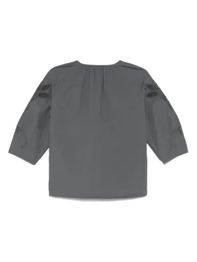 Luisa Cerano Tunic Blouse With Embroidery In Coolgrey