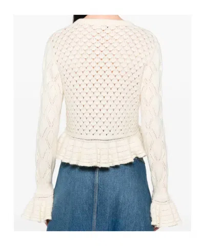 Chloé Latte-colored Crochet Cardigan In Cotton Blend In Neutral