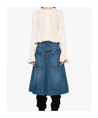 Chloé Latte-colored Crochet Cardigan In Cotton Blend In Neutral