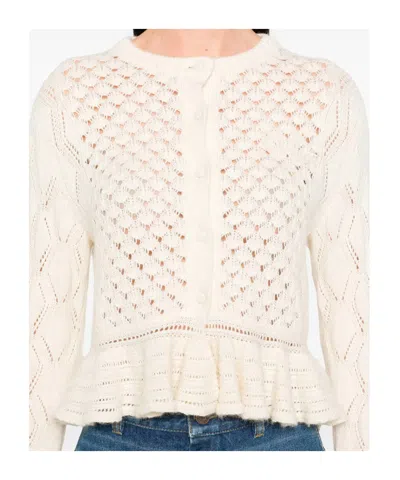 Chloé Latte-colored Crochet Cardigan In Cotton Blend In Neutral