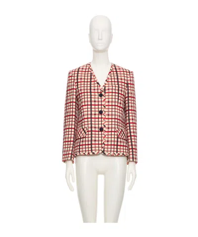 Valentino Check-pattern Jacket In Virgin Wool And Cotton