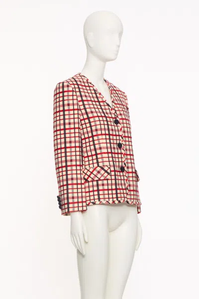 Valentino Check-pattern Jacket In Virgin Wool And Cotton