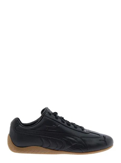 Puma 'speedcat' Black Low Top Sneakers With Embossed Logo On The Tongue And Contrasting Sole In Black