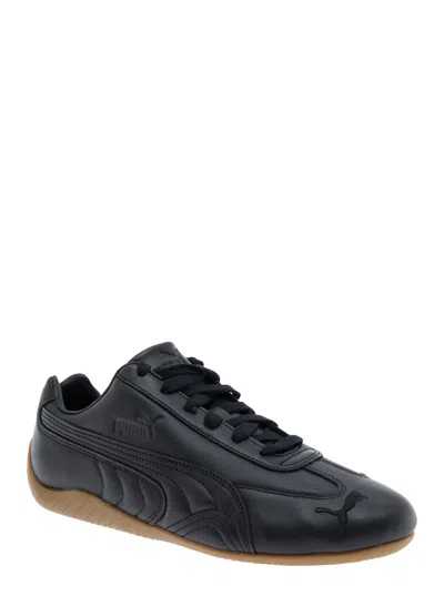 Puma 'speedcat' Black Low Top Sneakers With Embossed Logo On The Tongue And Contrasting Sole In Black