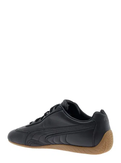 Puma 'speedcat' Black Low Top Sneakers With Embossed Logo On The Tongue And Contrasting Sole In Black