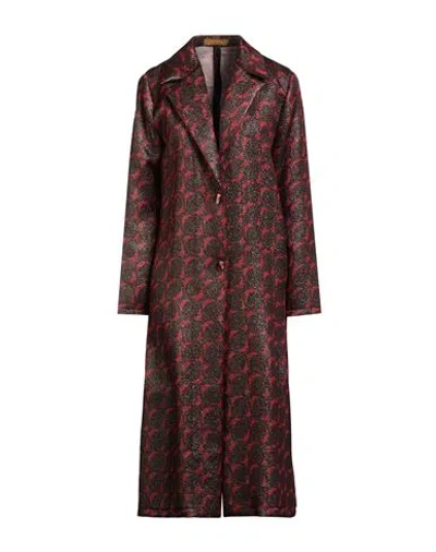 Siyu Woman Overcoat & Trench Coat Brown Size 6 Wool, Lurex, Silk, Nylon, Cotton