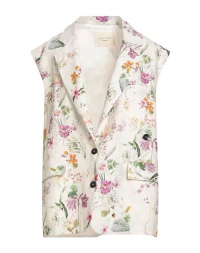 Marc Point Woman Blazer Off White Size 6 Linen, Cotton