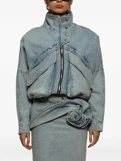 Magda Butrym Vintage Denim Bomber Jacket Light Blue In Blue