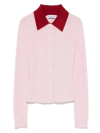 Self-portrait Merino Wool Cardigan In Pink