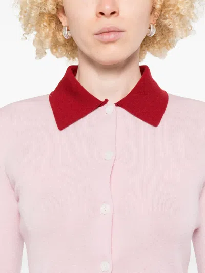 Self-portrait Merino Wool Cardigan In Pink