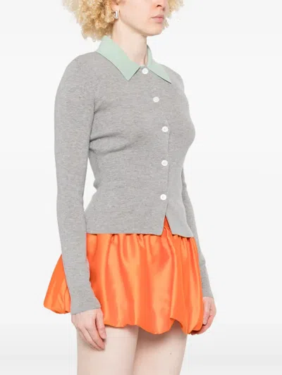 Self-portrait Self Portrait 'grey Merino Wool' Cardigan In Gray