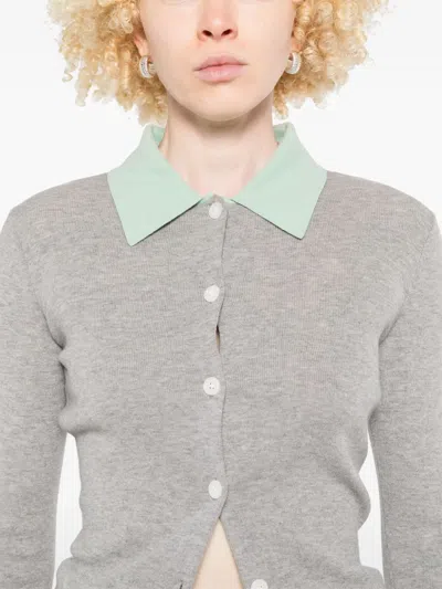 Self-portrait Self Portrait 'grey Merino Wool' Cardigan In Gray