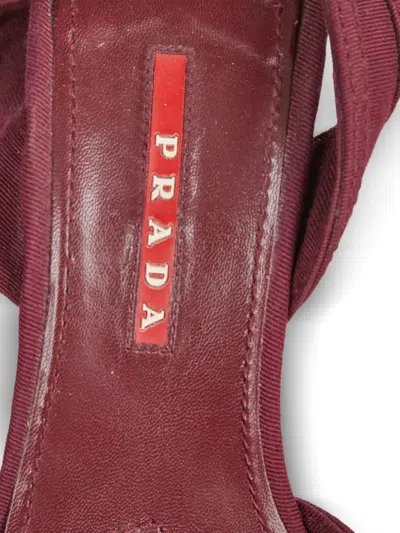 Pre-owned Prada 2010 110mm Wedge Espadrilles In Red